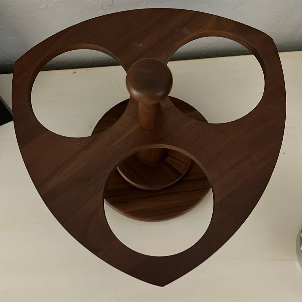 Kustom Kraft VTG Black Walnut Mid-Century Modern Serveware Made in USA Spins - Picture 8 of 9